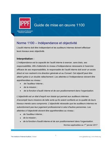 GM 1100 - Indépendance et objectivité page 1