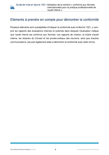 GM 1321 - Utilisation de la mention « conforme aux Normes internationales pour la pratique professionnelle de l’audit interne » page 4