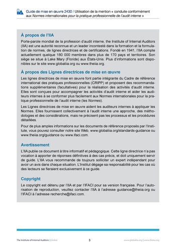 GM 2430 - Utilisation de la mention « conduit conformément aux Normes internationales pour la pratique professionnelle de l’audit interne » page 3
