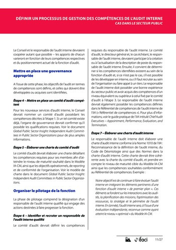 Définir un processus de gestion des compétences de l'audit interne dans le secteur public page 11