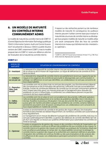 Sélectionner, utiliser et développer des modèles de maturité: un outil pour les missions d'assurance et de conseil page 19