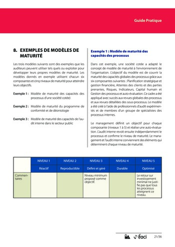 Sélectionner, utiliser et développer des modèles de maturité: un outil pour les missions d'assurance et de conseil page 21
