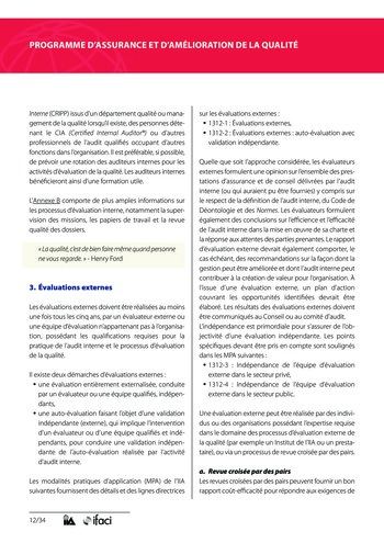 Programme d'assurance et d'amélioration de la qualité page 12