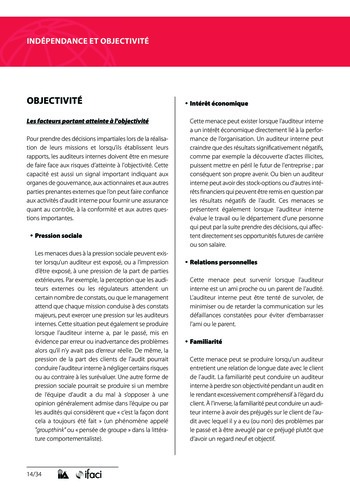 Indépendance et objectivité page 14