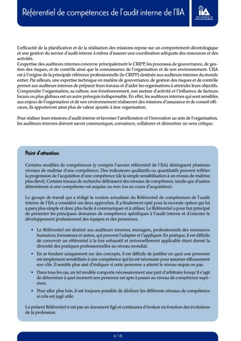Référentiel de compétences de l'audit interne de l'IIA page 4