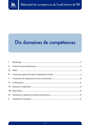 Référentiel de compétences de l'audit interne de l'IIA page 5
