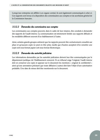 L'accès et la conservation des documents relatifs à la mission d'audit page 26