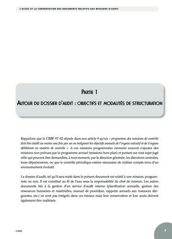 L'accès et la conservation des documents relatifs à la mission d'audit page 7