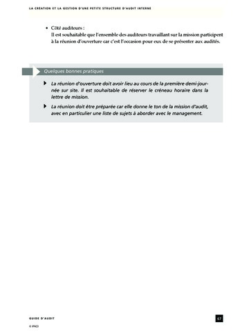 La création et la gestion d'une petite structure d'audit interne page 67
