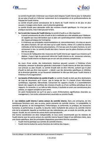 Le rôle de l'audit interne dans le gouvernement d'entreprise - Actes / IFA, IFACI page 12