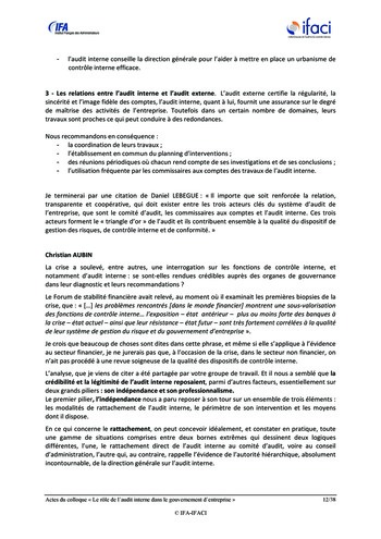 Le rôle de l'audit interne dans le gouvernement d'entreprise - Actes / IFA, IFACI page 13