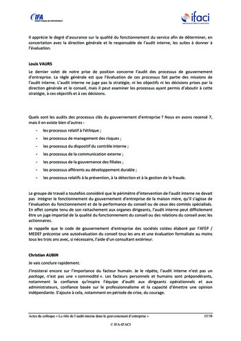 Le rôle de l'audit interne dans le gouvernement d'entreprise - Actes / IFA, IFACI page 16