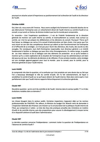 Le rôle de l'audit interne dans le gouvernement d'entreprise - Actes / IFA, IFACI page 18