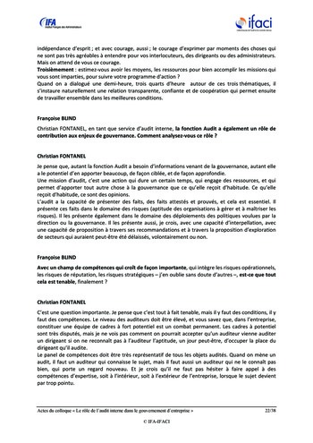 Le rôle de l'audit interne dans le gouvernement d'entreprise - Actes / IFA, IFACI page 23
