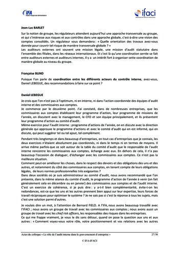 Le rôle de l'audit interne dans le gouvernement d'entreprise - Actes / IFA, IFACI page 28