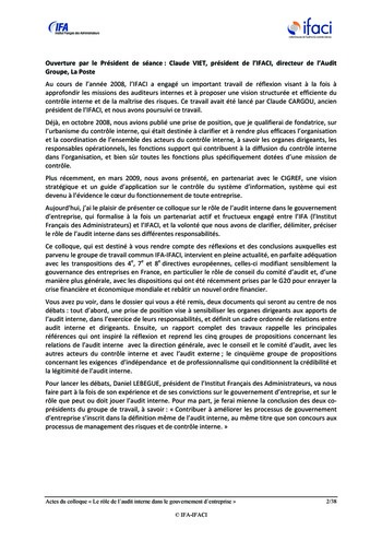 Le rôle de l'audit interne dans le gouvernement d'entreprise - Actes / IFA, IFACI page 3
