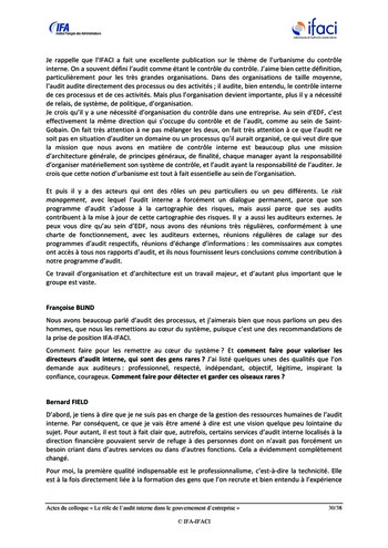 Le rôle de l'audit interne dans le gouvernement d'entreprise - Actes / IFA, IFACI page 31