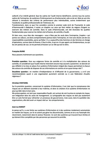 Le rôle de l'audit interne dans le gouvernement d'entreprise - Actes / IFA, IFACI page 33