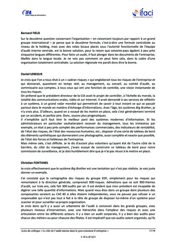 Le rôle de l'audit interne dans le gouvernement d'entreprise - Actes / IFA, IFACI page 34