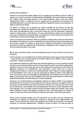 Le rôle de l'audit interne dans le gouvernement d'entreprise - Actes / IFA, IFACI page 38