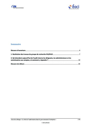 Le rôle de l'audit interne dans le gouvernement d'entreprise - Actes / IFA, IFACI page 4