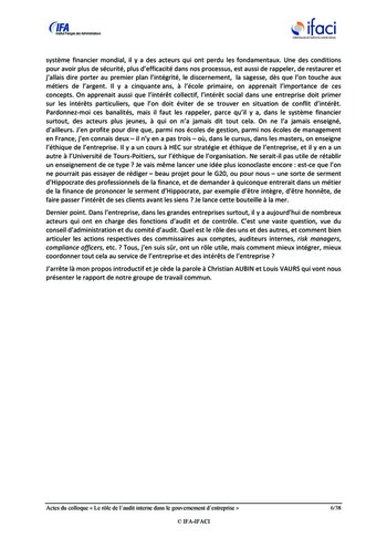 Le rôle de l'audit interne dans le gouvernement d'entreprise - Actes / IFA, IFACI page 7