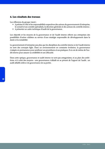 Le rôle de l'audit interne dans le gouvernement d'entreprise / IFA, IFACI page 10