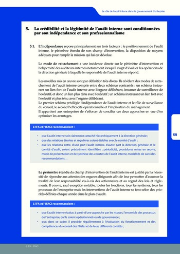 Le rôle de l'audit interne dans le gouvernement d'entreprise / IFA, IFACI page 59