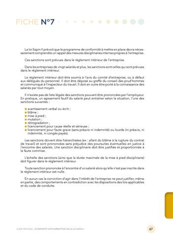 Guide pratique - Le dispositif anticorruption de la loi Sapin II / MEDEF page 67