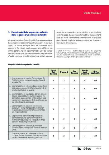 Evaluer les programmes et les activités relatifs à l'éthique page 17