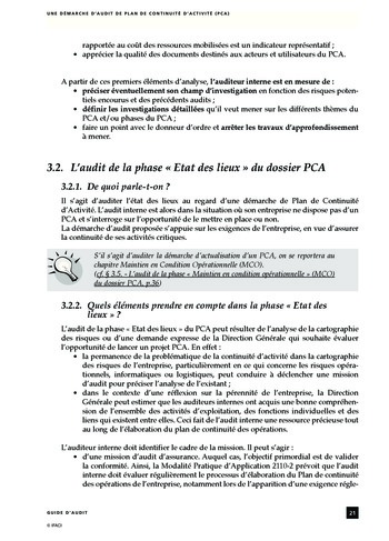 Une démarche d'audit de plan de continuité d'activité (PCA) page 21