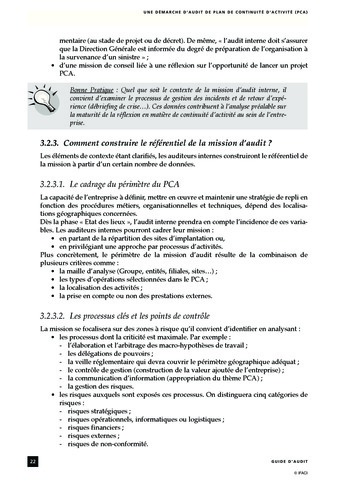 Une démarche d'audit de plan de continuité d'activité (PCA) page 22
