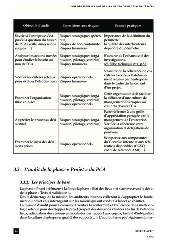 Une démarche d'audit de plan de continuité d'activité (PCA) page 24