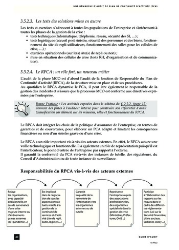 Une démarche d'audit de plan de continuité d'activité (PCA) page 40