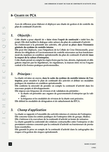 Une démarche d'audit de plan de continuité d'activité (PCA) page 76