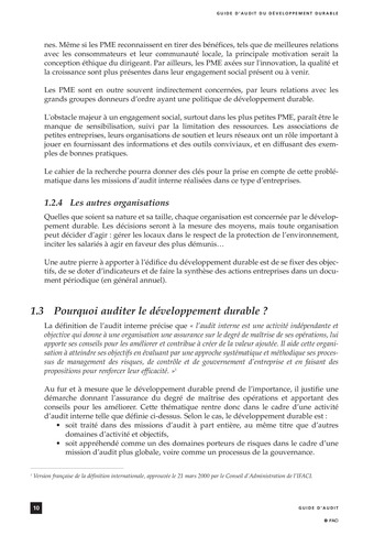 Guide d'audit du développement durable page 10