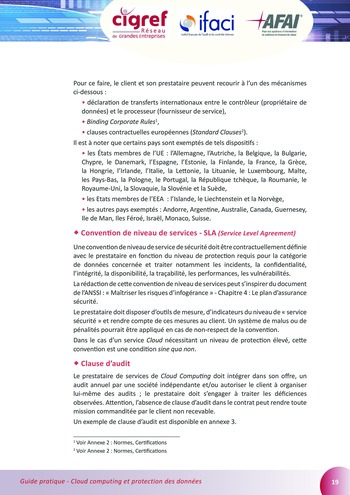 Cloud computing et protection des données / AFAI, IFACI, CIGREF page 19