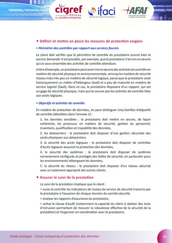 Cloud computing et protection des données / AFAI, IFACI, CIGREF page 21