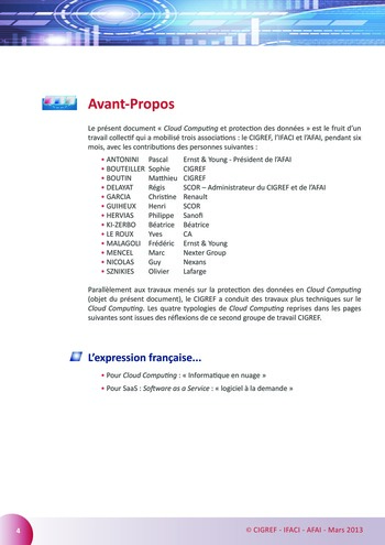 Cloud computing et protection des données / AFAI, IFACI, CIGREF page 4