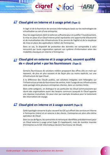 Cloud computing et protection des données / AFAI, IFACI, CIGREF page 9