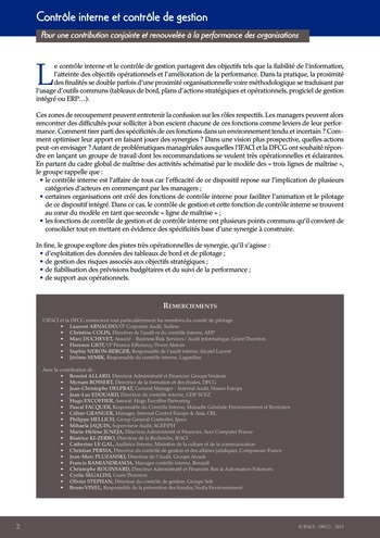 Contrôle interne et contrôle de gestion : pour une contribution conjointe et renouvelée à la performance des organisations / IFACI, DFCG page 2