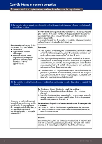 Contrôle interne et contrôle de gestion : pour une contribution conjointe et renouvelée à la performance des organisations / IFACI, DFCG page 6