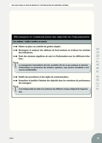 Des clés pour la mise en oeuvre et l'optimisation du contrôle interne page 33
