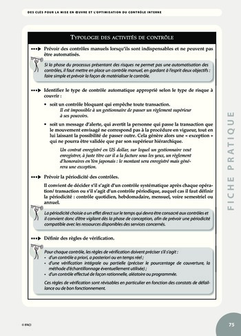 Des clés pour la mise en oeuvre et l'optimisation du contrôle interne page 75