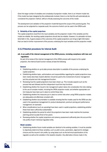 L’audit interne et l’ORSA (Own Risk and Solvency Assessment) - Guide pratique / IIA Netherlands page 18