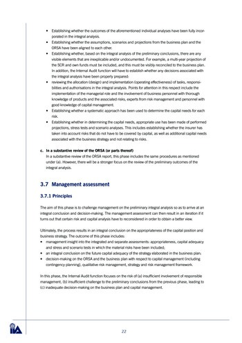 L’audit interne et l’ORSA (Own Risk and Solvency Assessment) - Guide pratique / IIA Netherlands page 22