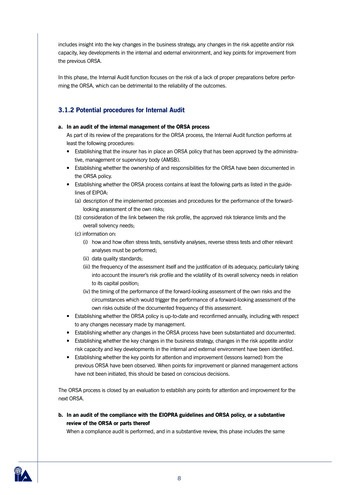 L’audit interne et l’ORSA (Own Risk and Solvency Assessment) - Guide pratique / IIA Netherlands page 8