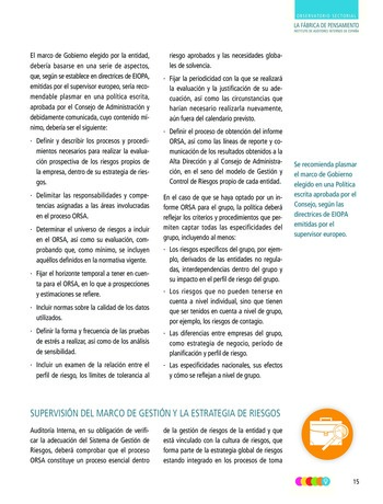 La fonction d’audit interne et le processus ORSA (Own Risk and Solvency Assessment) - Guide d’audit / IIA Spain page 15