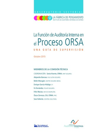 La fonction d’audit interne et le processus ORSA (Own Risk and Solvency Assessment) - Guide d’audit / IIA Spain page 2