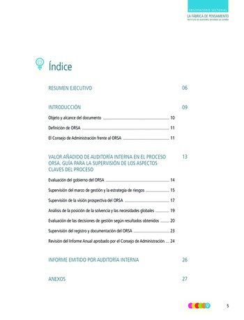 La fonction d’audit interne et le processus ORSA (Own Risk and Solvency Assessment) - Guide d’audit / IIA Spain page 5